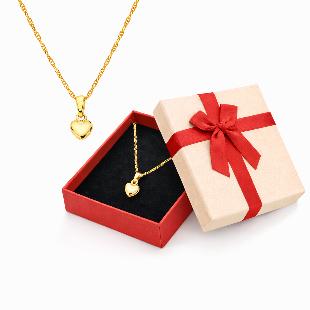 Pozłacany naszyjnik z sercem 18K – gotowy prezent