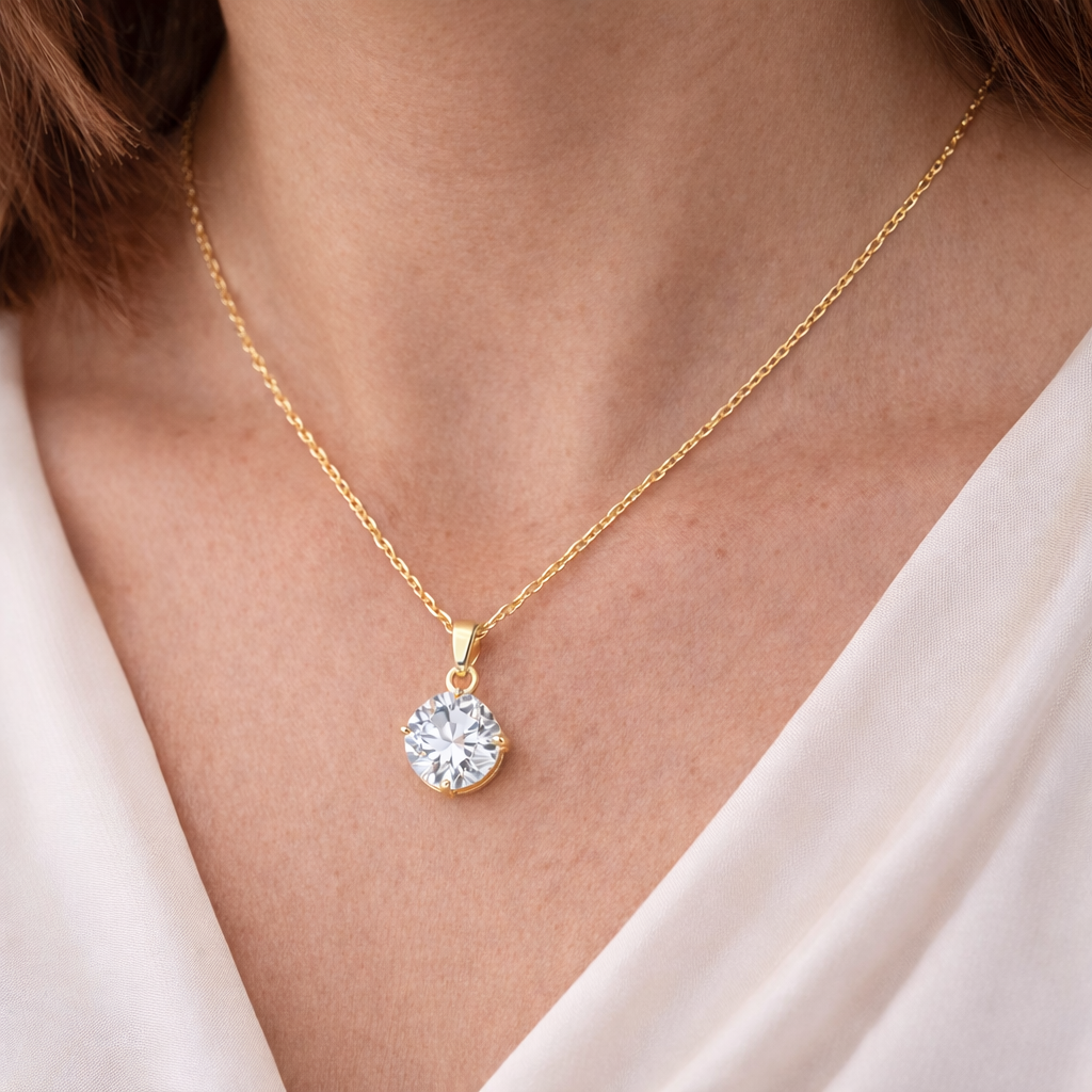 Naszyjnik Pozłacany 18K z Cyrkonią – Elegancki Prezent w Pudełku